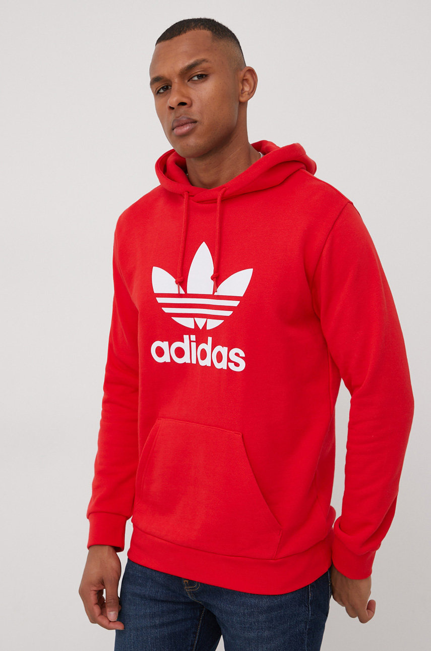 κόκκινο Βαμβακερή μπλούζα adidas Originals Adicolor Ανδρικά