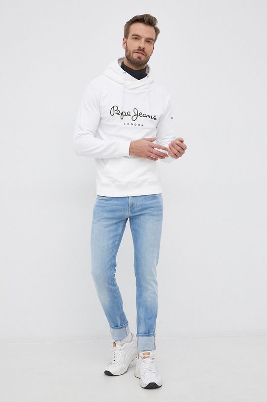 Βαμβακερή μπλούζα Pepe Jeans GEORGE HOODY λευκό
