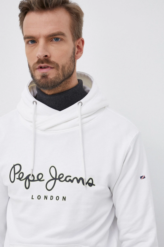 λευκό Βαμβακερή μπλούζα Pepe Jeans GEORGE HOODY