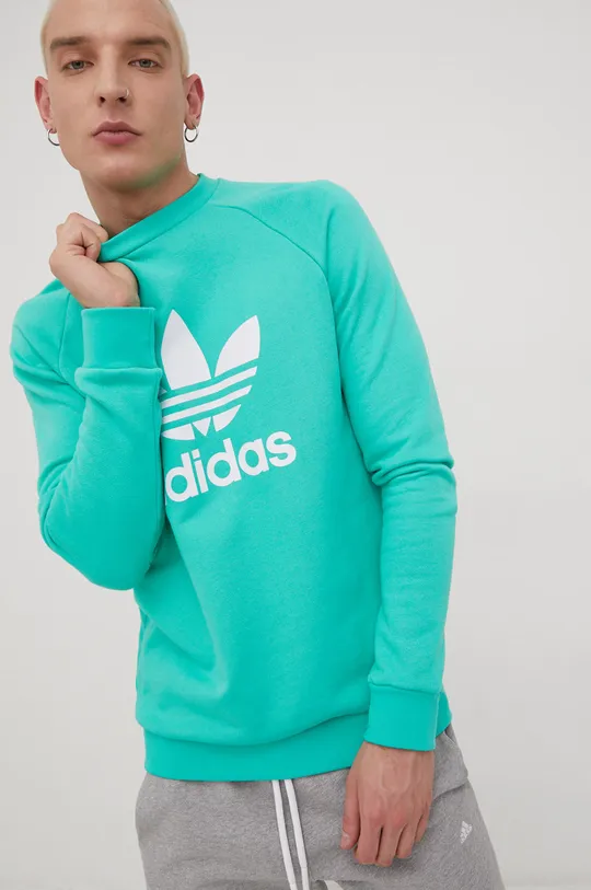 zielony adidas Originals bluza bawełniana Adicolor HE9491 Męski