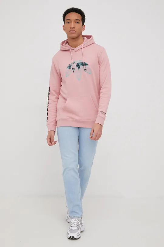 adidas Originals bombažni pulover roza