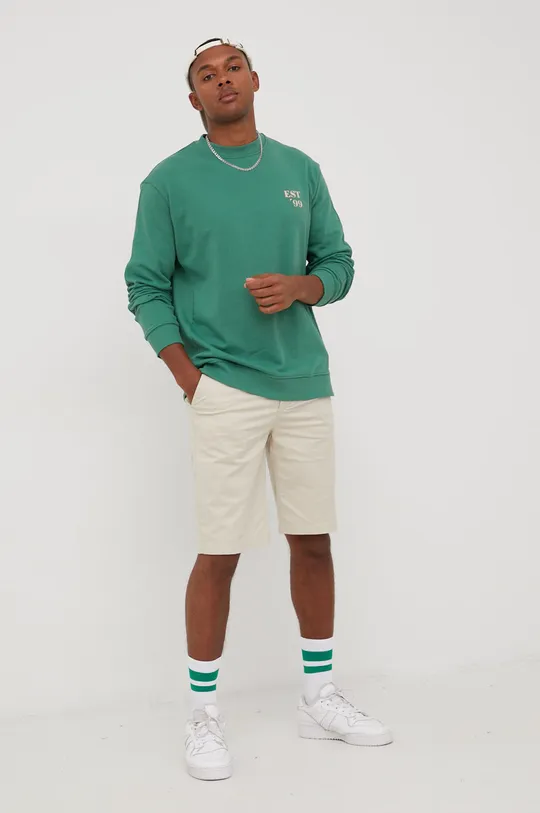 Βαμβακερή μπλούζα Solid πράσινο