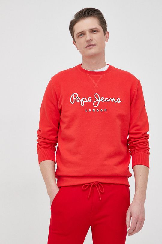czerwony Pepe Jeans bluza bawełniana GEORGE CREW Męski