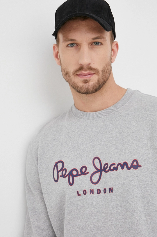 γκρί Βαμβακερή μπλούζα Pepe Jeans George Crew