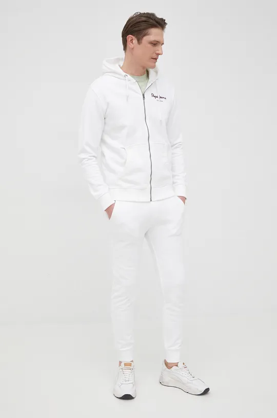 λευκό Βαμβακερή μπλούζα Pepe Jeans George Zip Ανδρικά