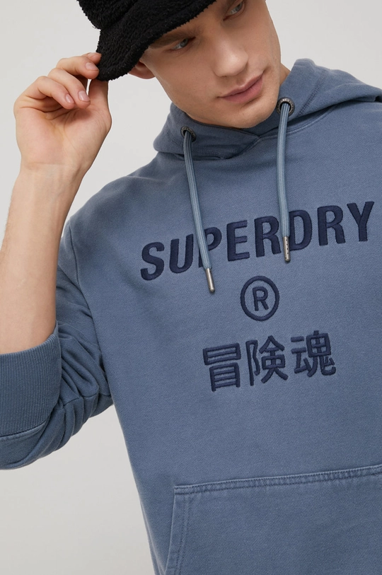 modrá Bavlnená mikina Superdry