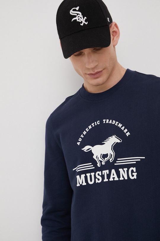 tmavomodrá Bavlnená mikina Mustang