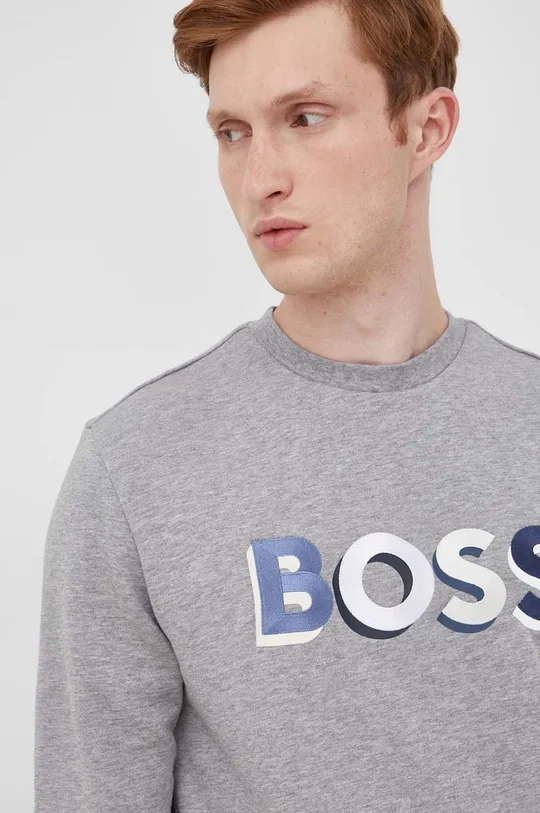 γκρί Βαμβακερή μπλούζα BOSS Boss Casual