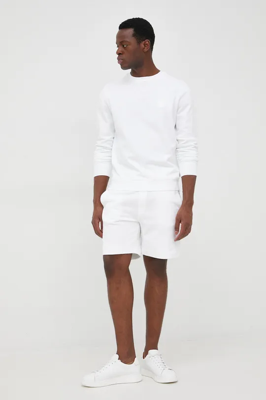 Βαμβακερή μπλούζα BOSS BOSS CASUAL λευκό
