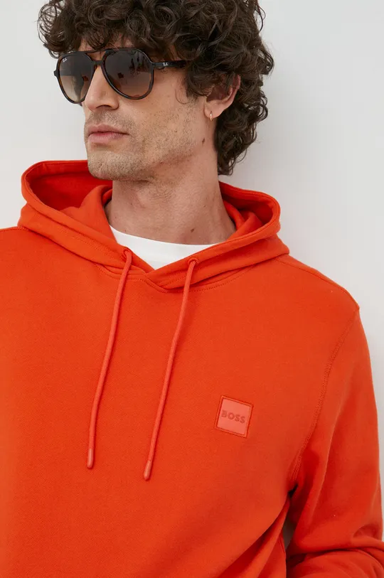 oranžna Bombažen pulover BOSS BOSS CASUAL
