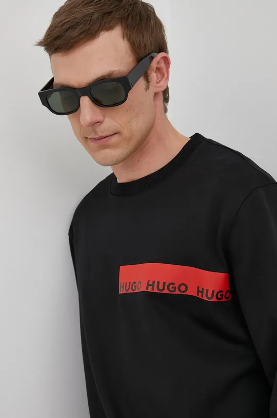 μαύρο Βαμβακερή μπλούζα Hugo