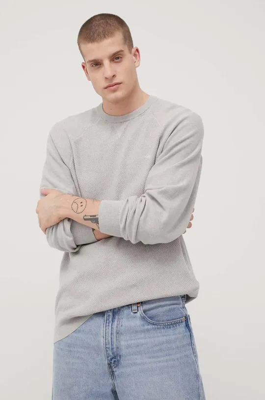 siva Pamučni pulover Lee