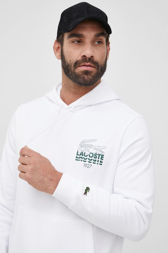 bela Lacoste bombažni pulover