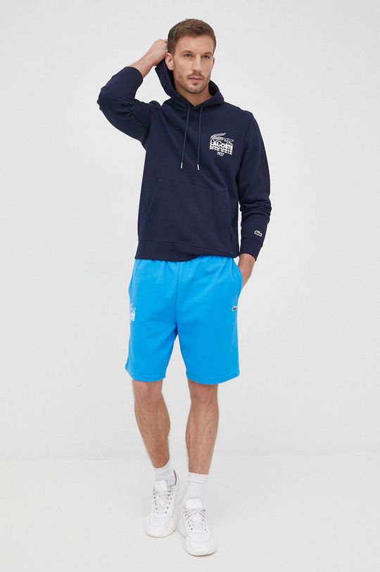 Lacoste bombažni pulover mornarsko modra
