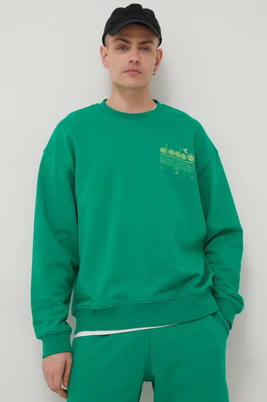zelena Diadora bombažni pulover Moški