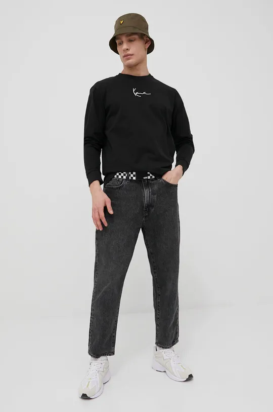 Βαμβακερή μπλούζα με μακριά μανίκια Karl Kani μαύρο