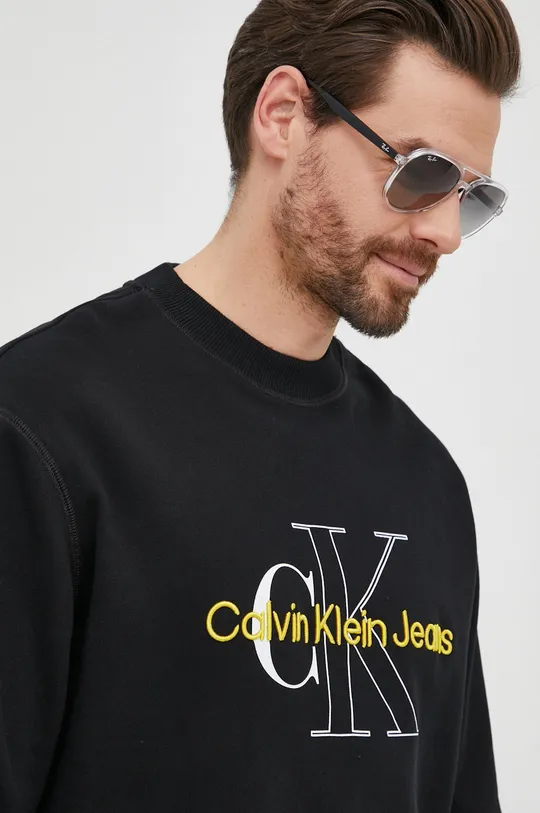 črna Bombažna mikica Calvin Klein Jeans