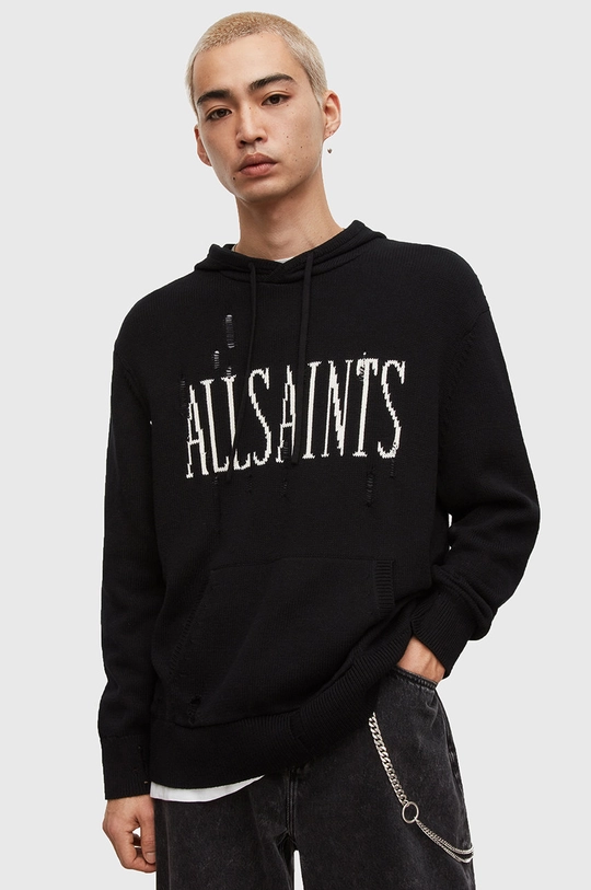 czarny AllSaints bluza bawełniana DESTROY SAINTS HOODY Męski