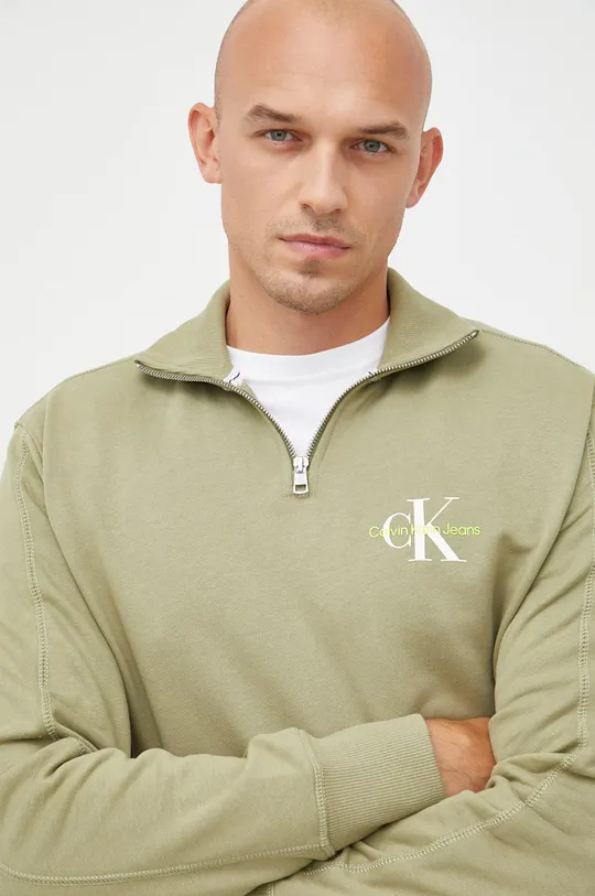 πράσινο Βαμβακερή μπλούζα Calvin Klein Jeans Ανδρικά