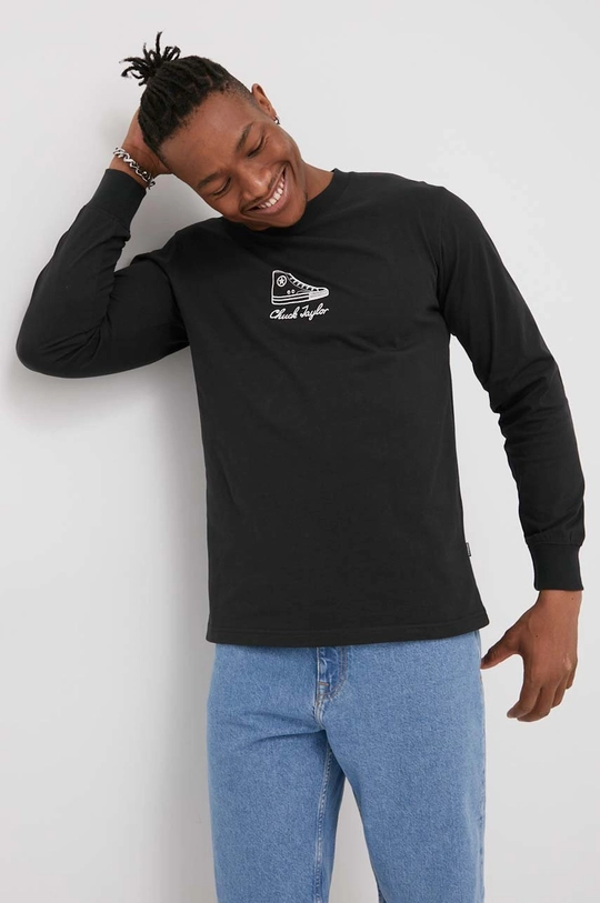 black Converse cotton longsleeve top Unisex