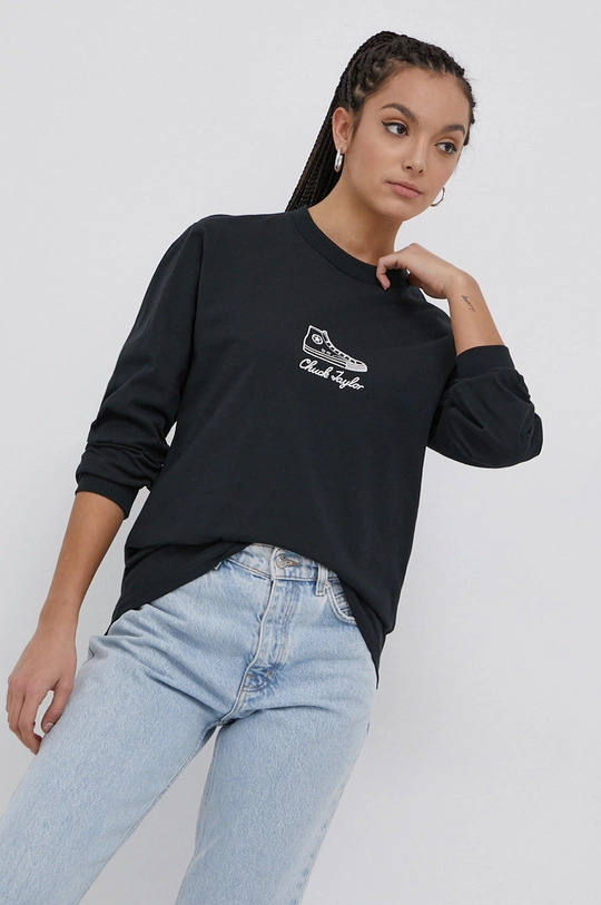 Converse cotton longsleeve top black