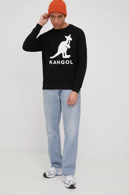 Βαμβακερή μπλούζα Kangol μαύρο