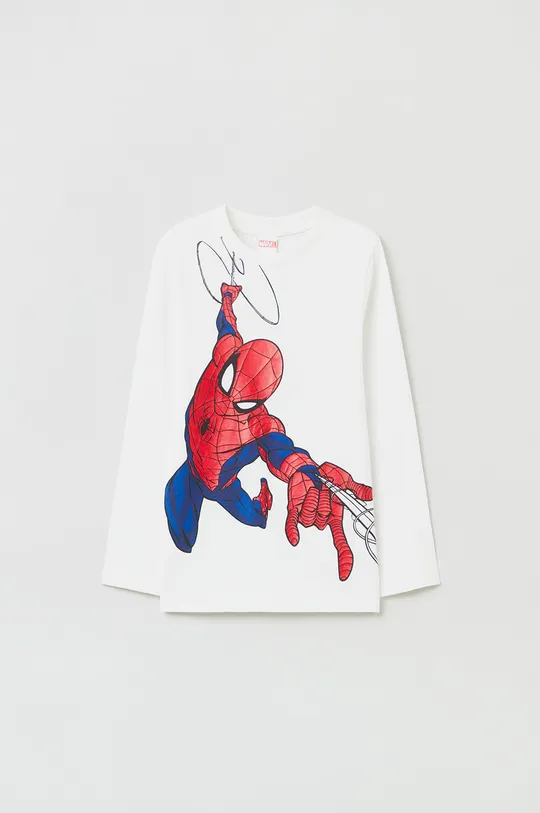 белый Хлопковый детский лонгслив OVS X Spider-man Для мальчиков