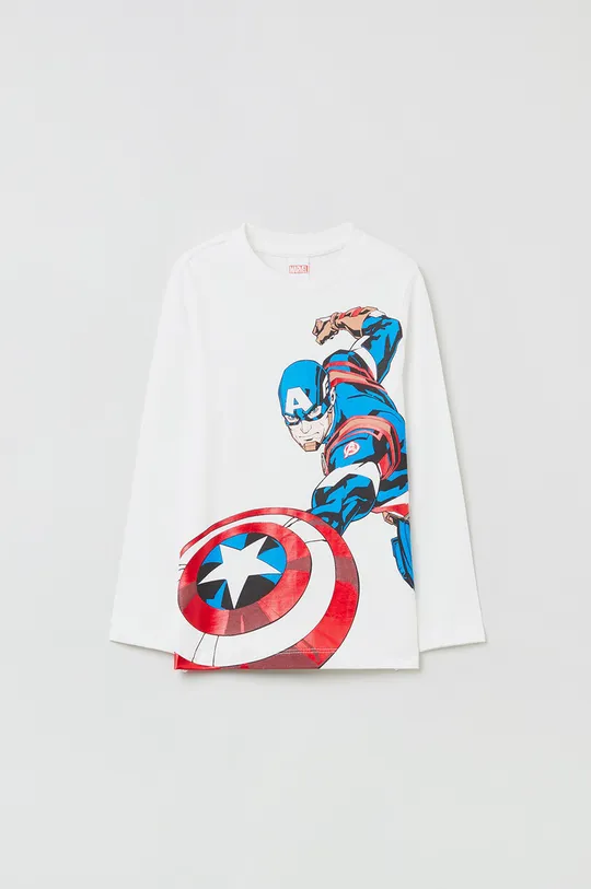белый Хлопковый детский лонгслив OVS X Captain America Для мальчиков