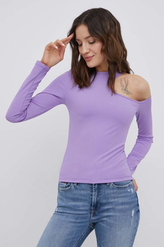 fialová Tričko s dlouhým rukávem Tommy Jeans Dámský