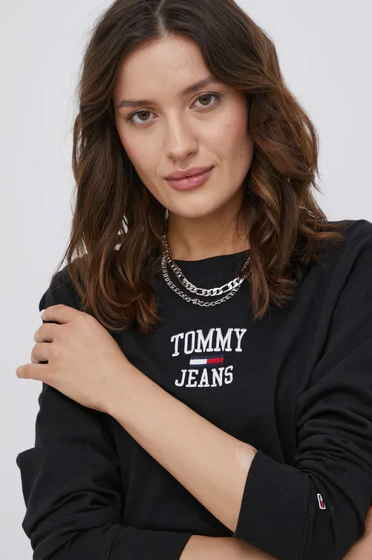 čierna Bavlnené tričko s dlhým rukávom Tommy Jeans