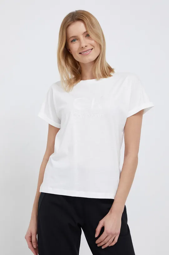biały Calvin Klein T-shirt bawełniany Damski