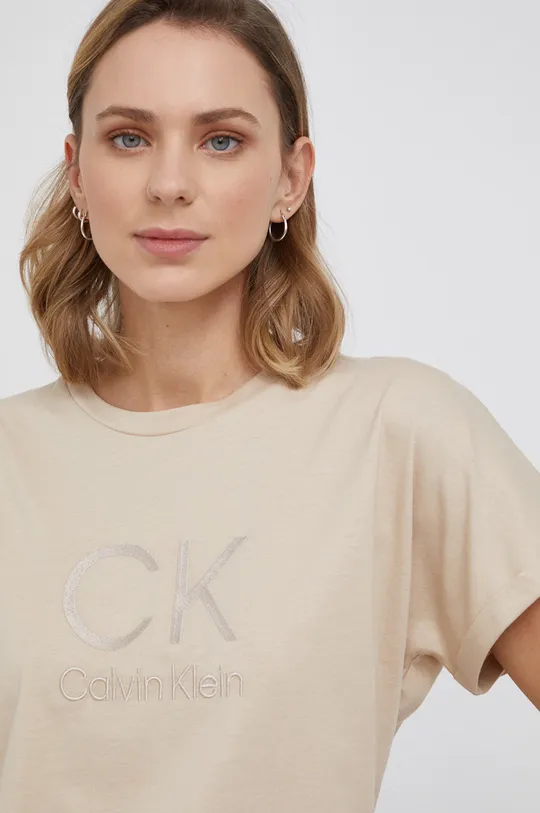 бежевый Хлопковая футболка Calvin Klein
