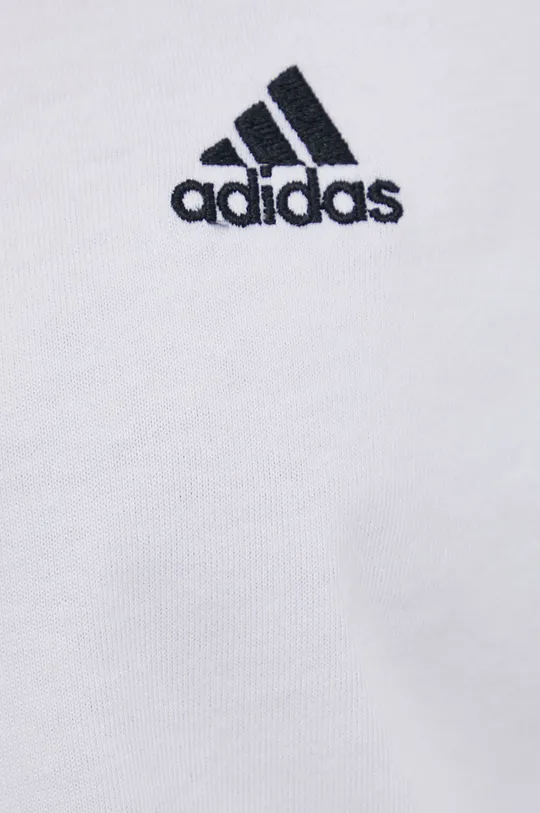 biela Bavlnené tričko s dlhým rukávom adidas HC9121