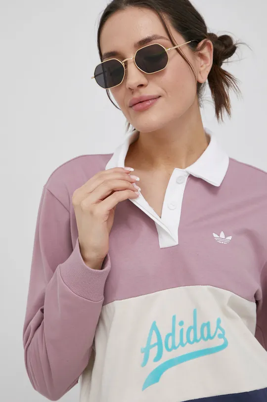 ροζ Βαμβακερή μπλούζα με μακριά μανίκια adidas Originals