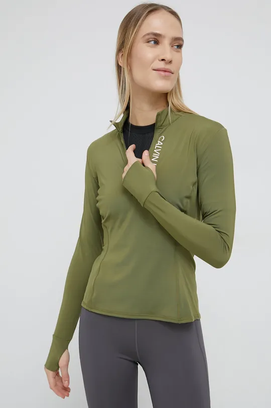 zelena Majica dugih rukava Calvin Klein Performance Ženski