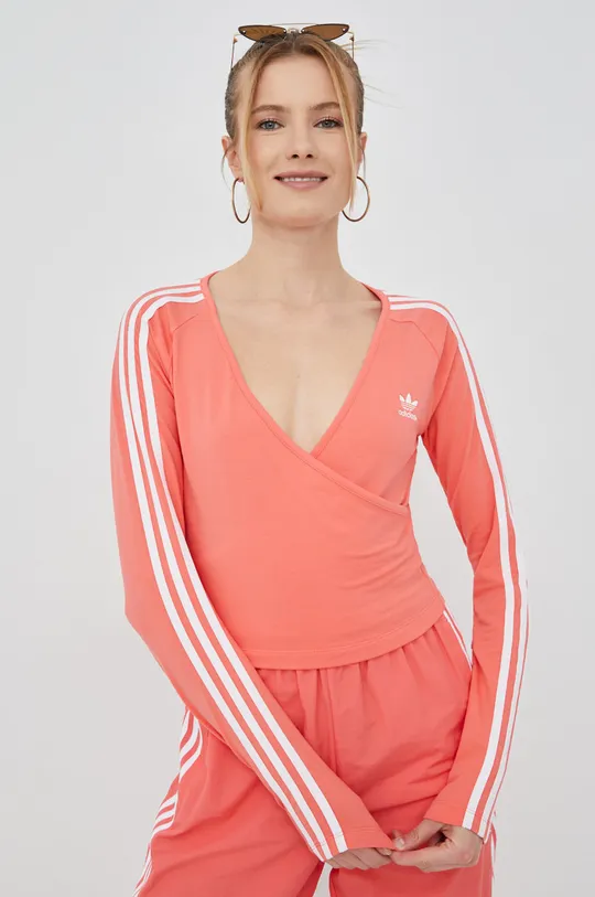 roza Majica z dolgimi rokavi adidas Originals Adicolor Ženski