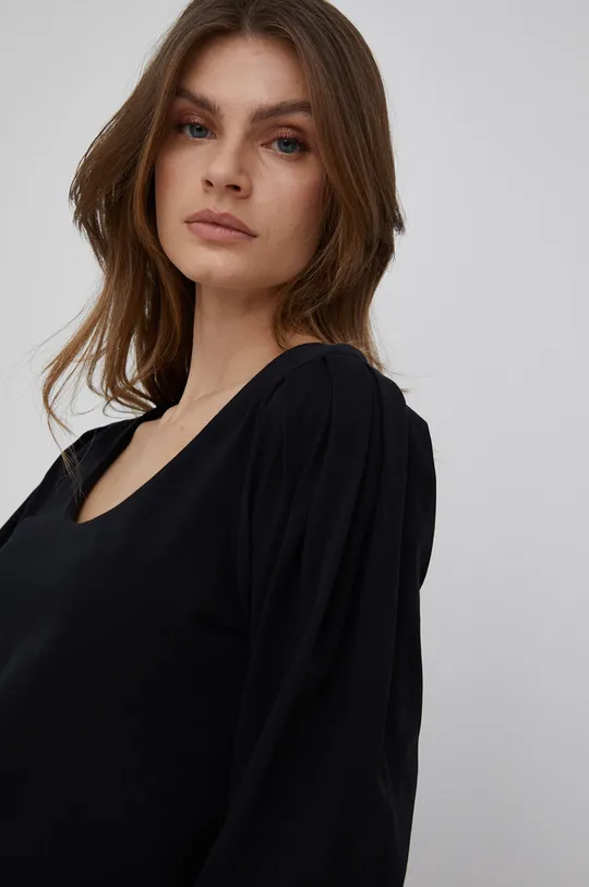 μαύρο Βαμβακερή μπλούζα με μακριά μανίκια Sisley