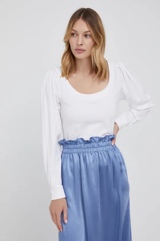 λευκό Βαμβακερό πουκάμισο με μακριά μανίκια Sisley Γυναικεία
