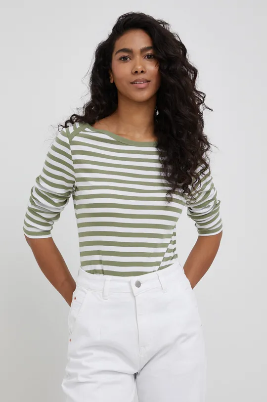 πράσινο United Colors of Benetton - Βαμβακερό πουκάμισο με μακριά μανίκια Γυναικεία
