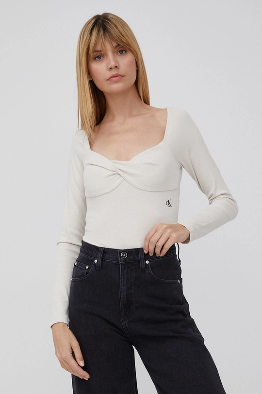 Calvin Klein Jeans longsleeve J20J218327.PPYY beżowy