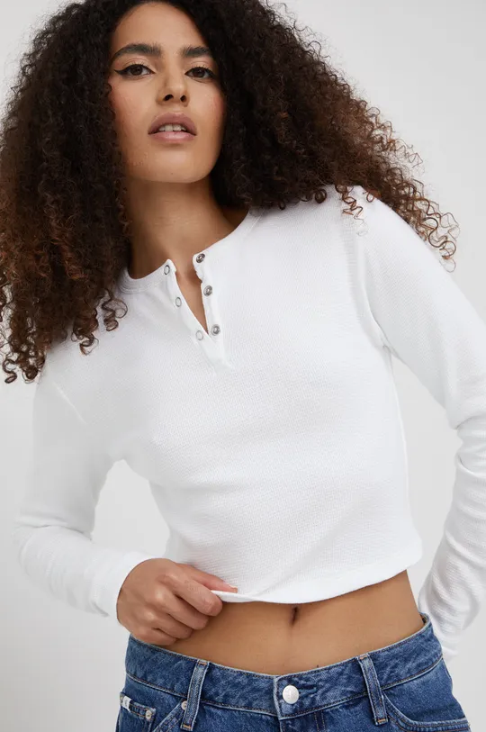 λευκό Βαμβακερή μπλούζα με μακριά μανίκια Calvin Klein Jeans Γυναικεία