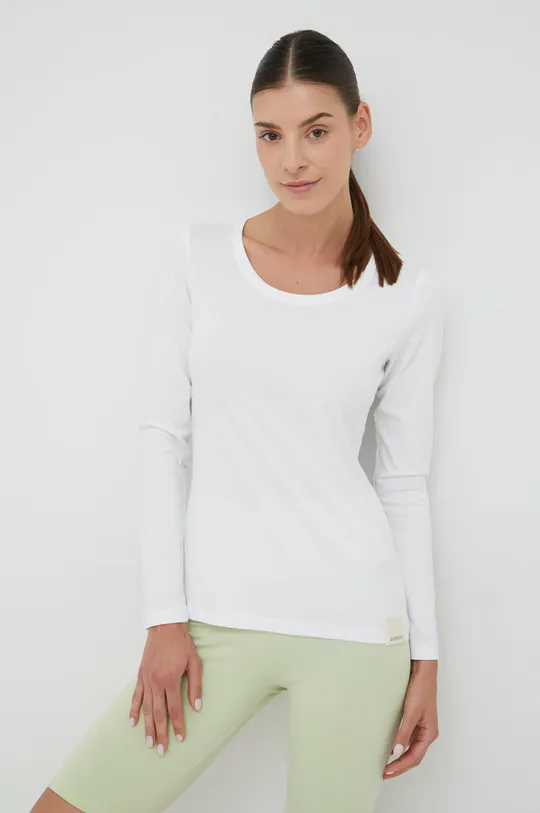 Βαμβακερή μπλούζα με μακριά μανίκια Outhorn λευκό