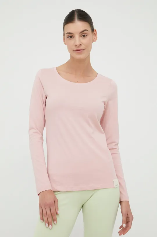 Βαμβακερή μπλούζα με μακριά μανίκια Outhorn ροζ