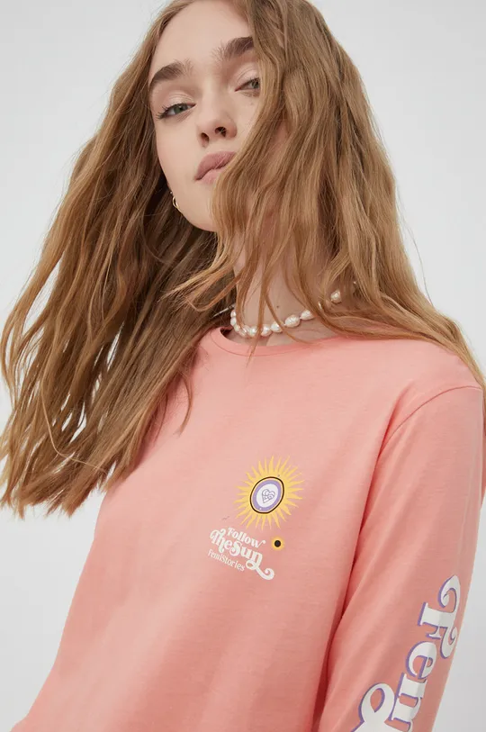narančasta Pamučna majica dugih rukava Femi Stories Ženski