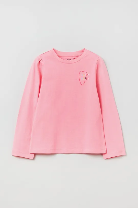 ružová Detská bavlnená košeľa s dlhým rukávom OVS Dievčenský