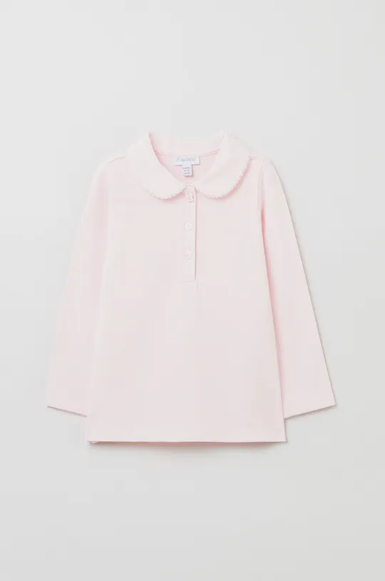 ružová Detská bavlnená košeľa s dlhým rukávom OVS Dievčenský