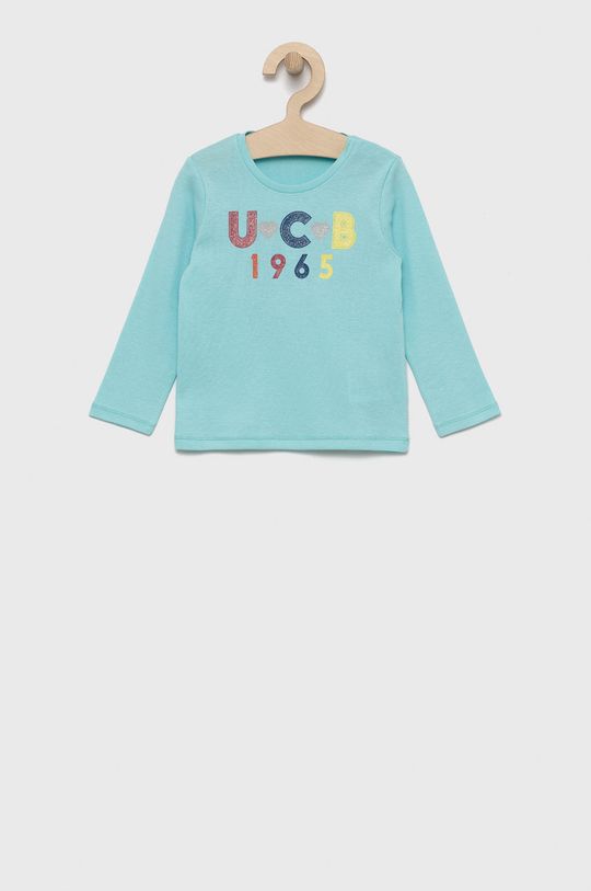 světle tyrkysová Dětská bavlněná košile s dlouhým rukávem United Colors of Benetton Dívčí
