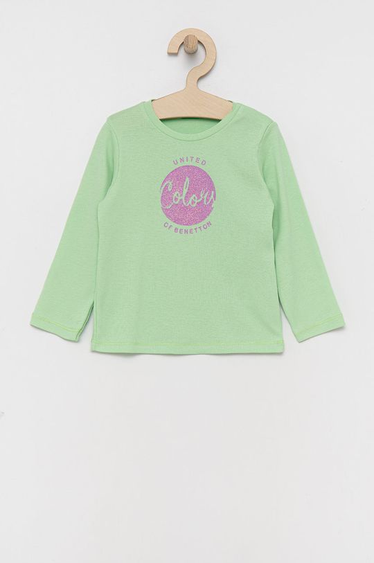 světle zelená Dětská bavlněná košile s dlouhým rukávem United Colors of Benetton Dívčí
