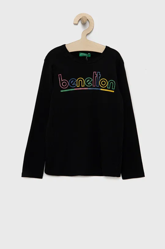 μαύρο United Colors of Benetton - Παιδικό βαμβακερό μακρυμάνικο Για κορίτσια