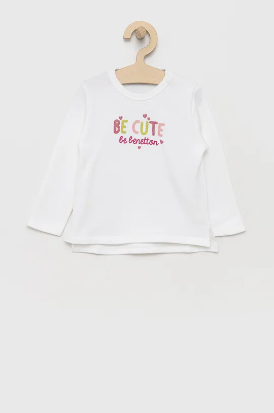 λευκό United Colors of Benetton - Παιδική βαμβακερή μπλούζα Για κορίτσια